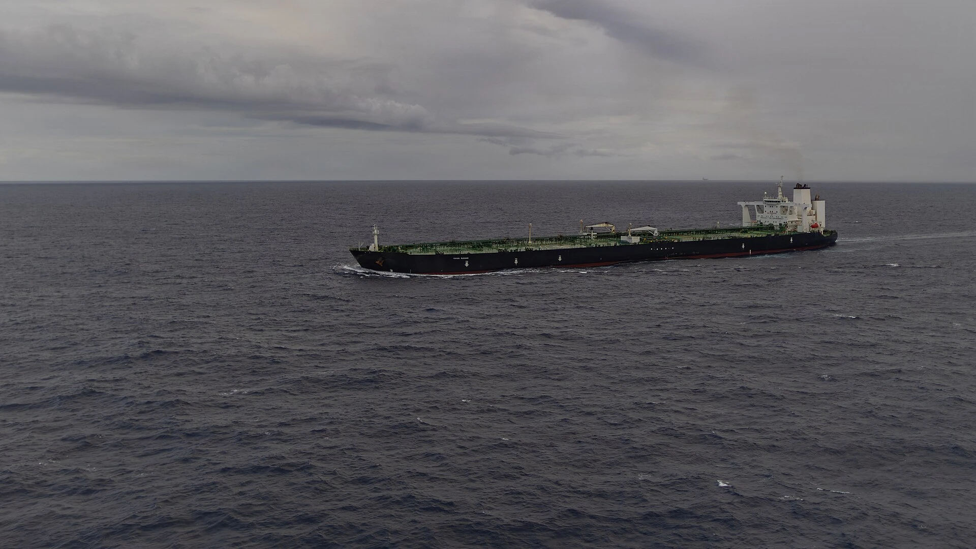 The stateless crude oil tanker M/T Sophia transits the Atlantic Ocean during a right of visit boarding, Jan. 7, 2026. U.S. military forces are deployed to the U.S. Southern Command area of operations in support of the U.S. Southern Command mission, Depart